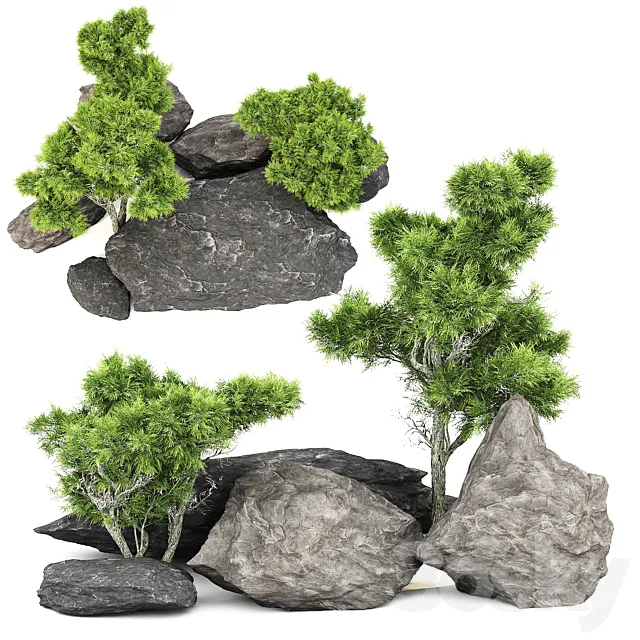 Stone + Bush pack 1 3ds Max