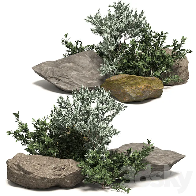 Stone + Bush Pack 8 3dsMax Model