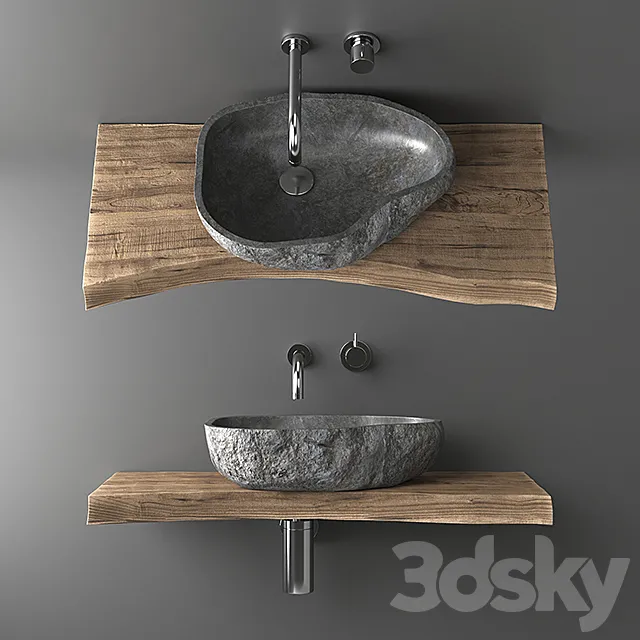 Stone countertop basin 3ds Max