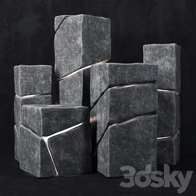 Stone cube lights 3DS Max Model