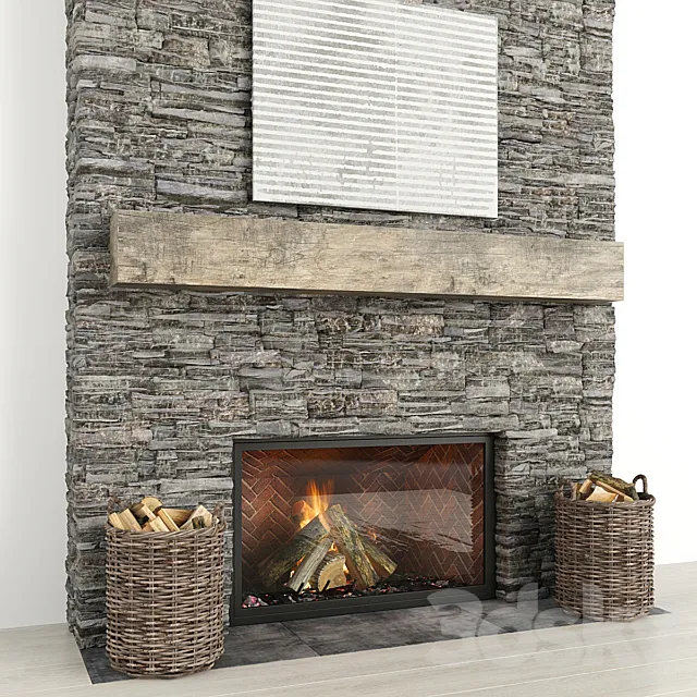 Stone fireplace 22 3DS Max Model