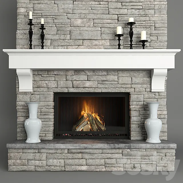 Stone fireplace 3DSMax File