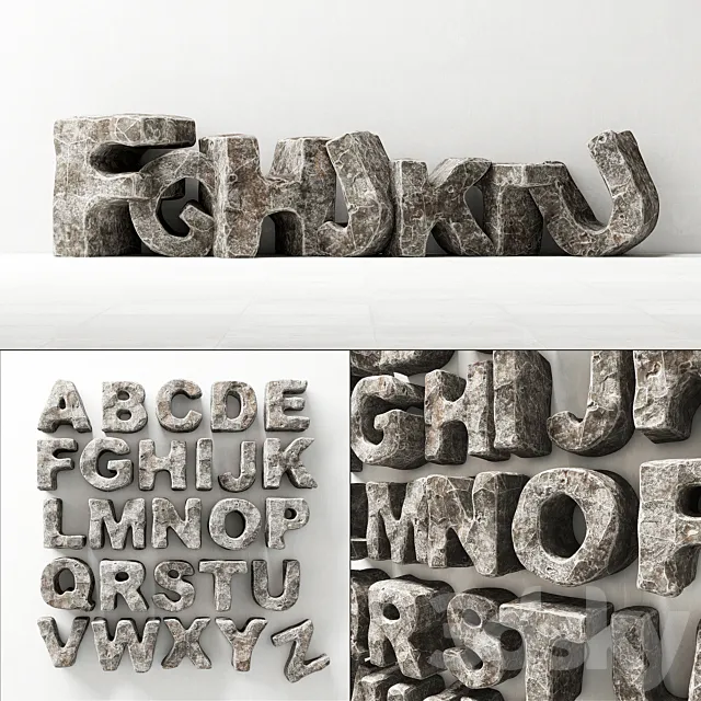 Stone letters english _ Stone English letters 3DS Max Model