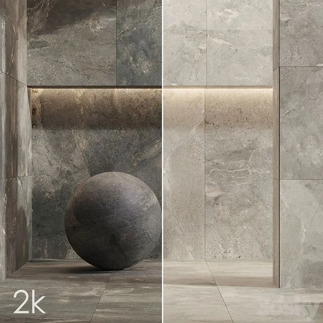 Stone Set 58 – Bundle 2 types Black Slate & Brown Slate 2K 3dsMax Model