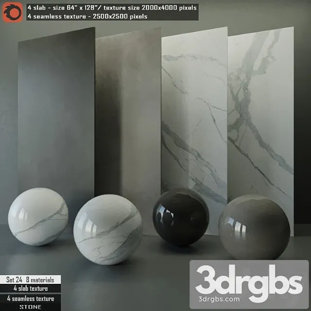 Stone slab & seamless texture set 24 3dsmax Download