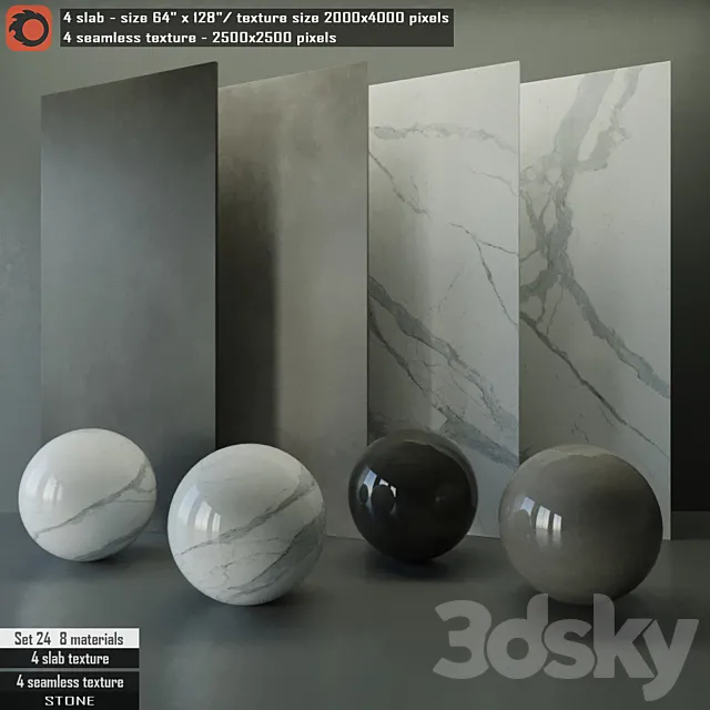 Stone slab & Seamless texture Set 24 3DSMax File