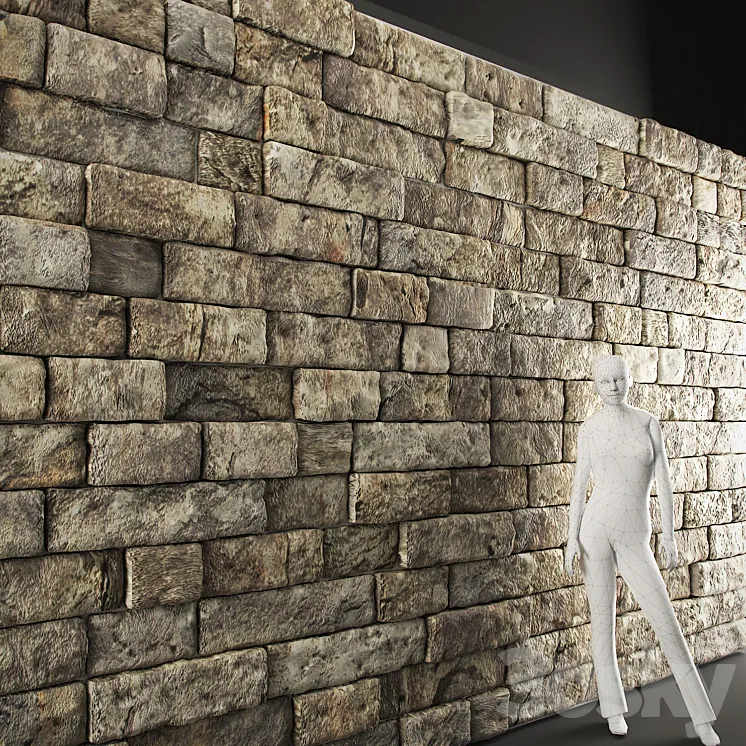 Stone wall sandstone 3×75 m 3DS Max