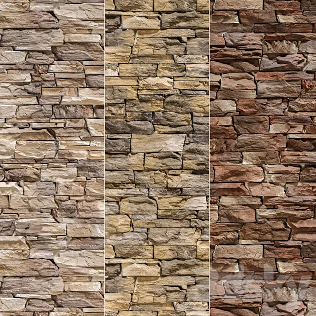 Stone Walls set 4 3ds Max