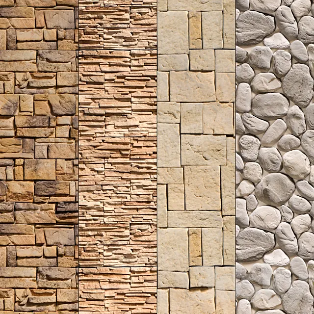 Stone Walls set 9 3ds Max