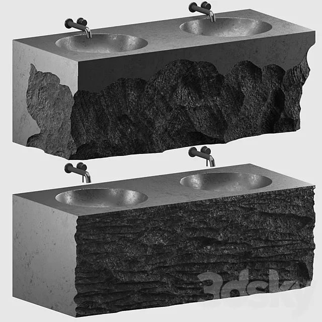 stone wash basin set4 3DS Max Model