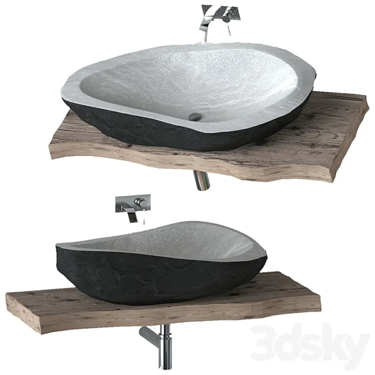 Stone washbasin with slab top 3DS Max