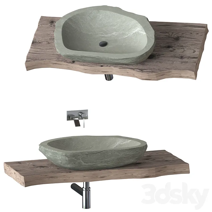 Stone washbasin with slab top 3DS Max