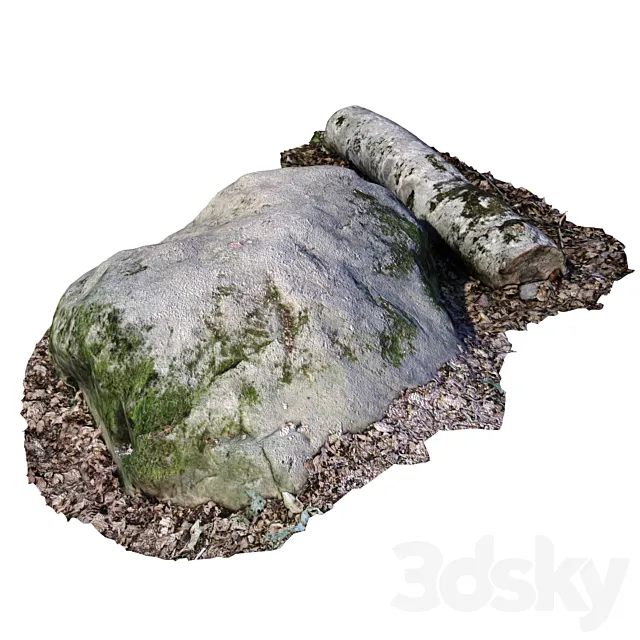 Stone with a log 3ds Max