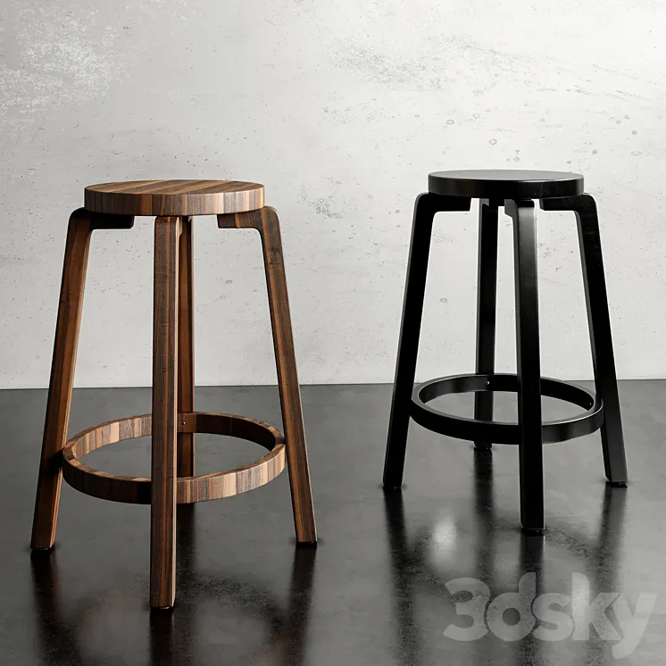 Stool bar Alvar Aalto 3DS Max