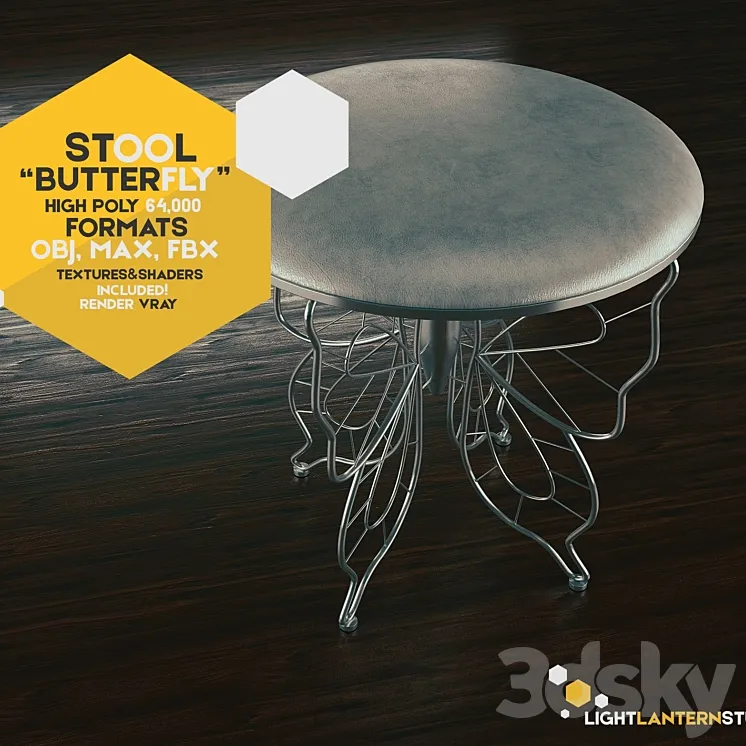 Stool Butterfly 3DS Max