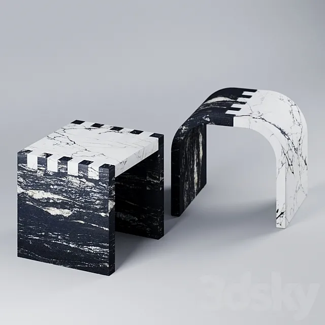 stool chair paonazzo porcelain cosmic black 3DSMax File