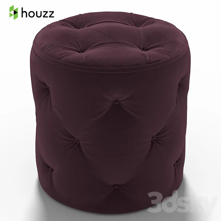 Stool Curves Tufted Round Ottoman Purple 3DS Max