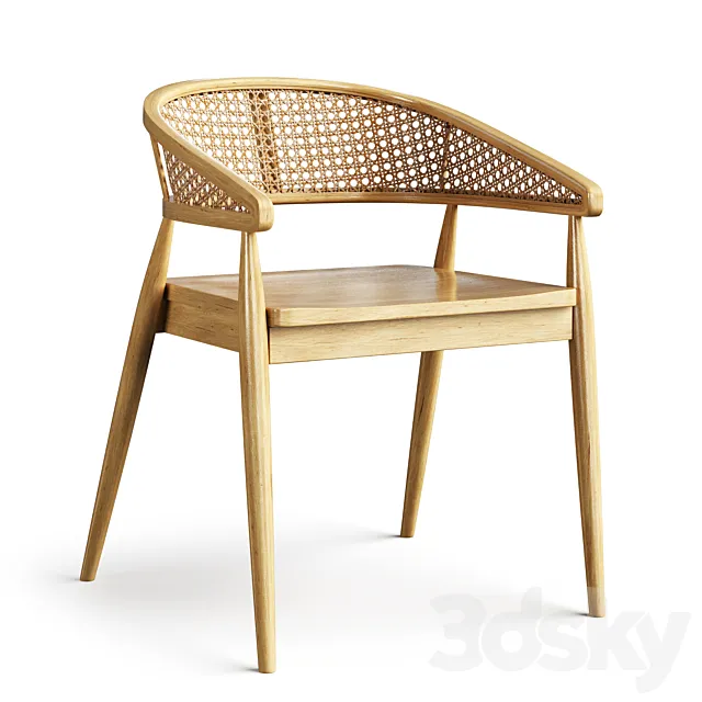 Stool rattan wood 3ds Max