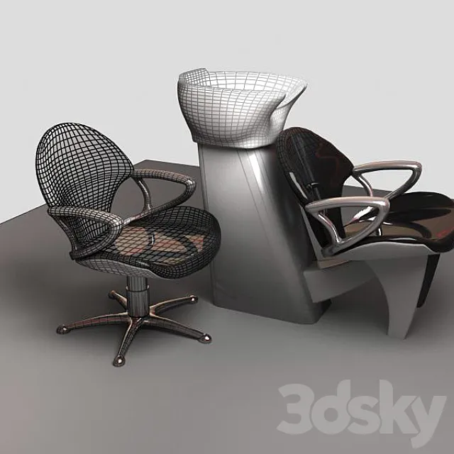 stools and wash Salon 3DSMax File