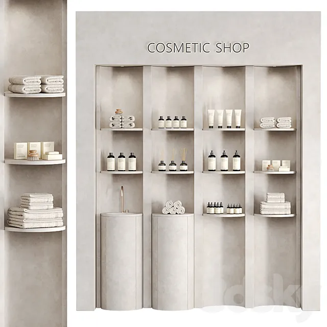 Store shelves with cosmetics 3ds Max