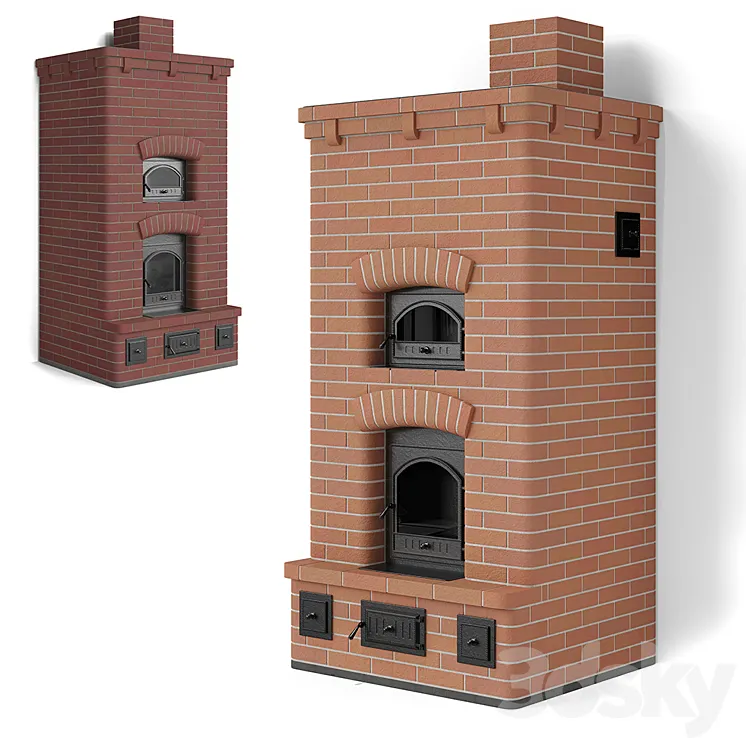 Stove brick stove with a bread chamber 3DS Max