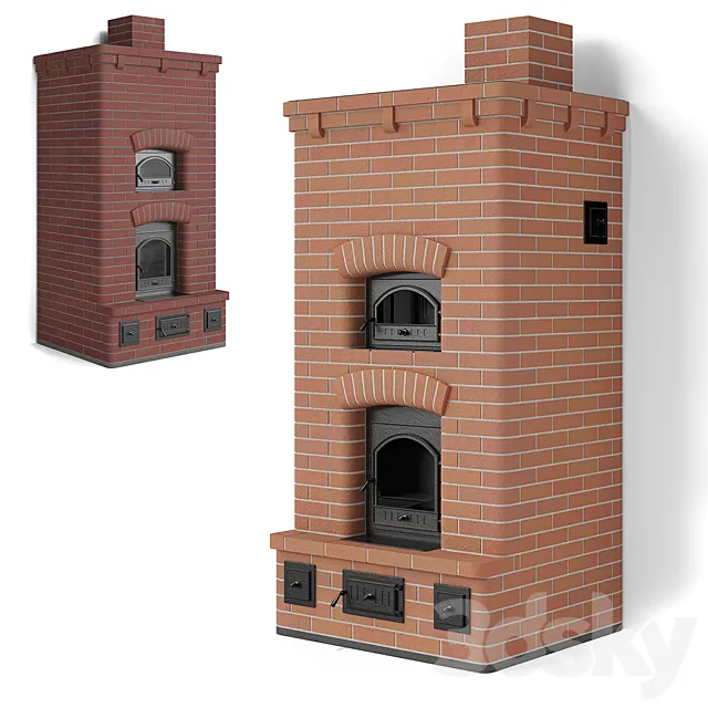 Stove brick stove with a bread chamber 3DSMax File