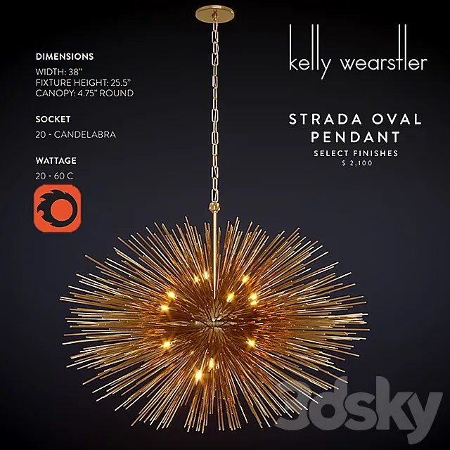 STRADA OVAL PENDANT Kelly Wearstler 3ds Max