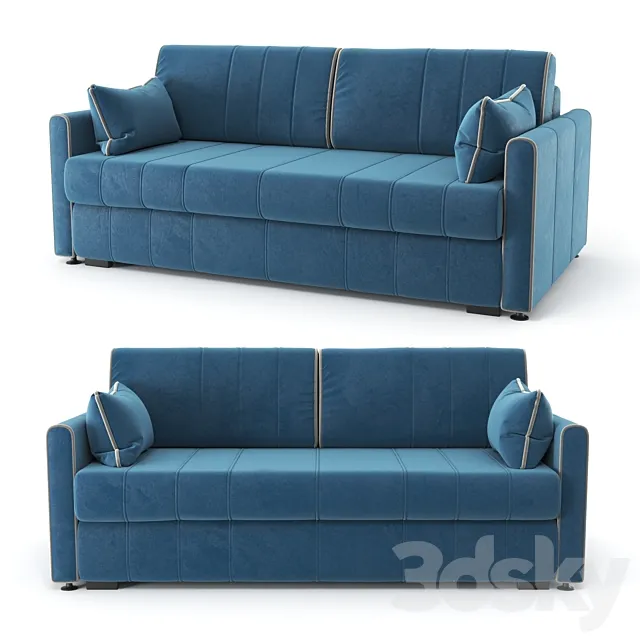 Straight. blue Rimmini sofa bed. velor 3DSMax File