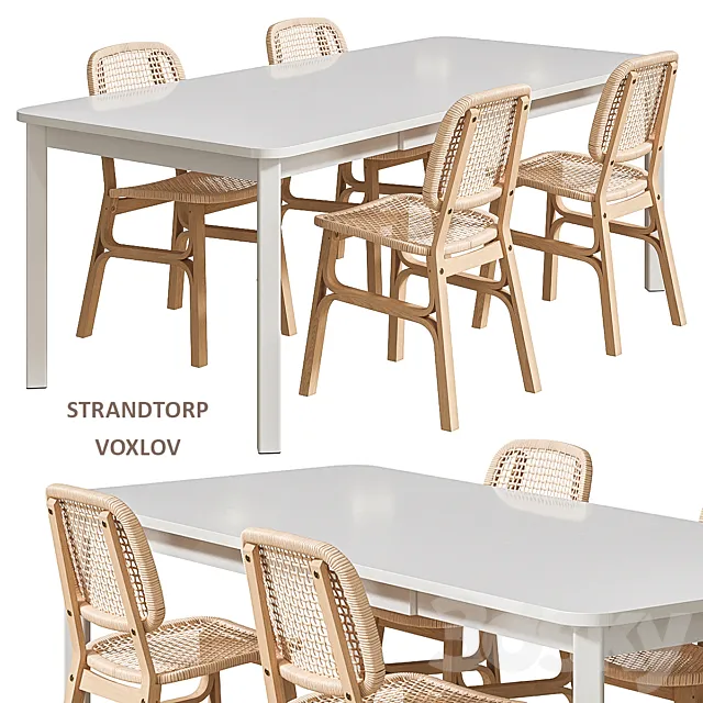 STRANDTORP _ VOXLOV IKEA table and chairs 3DS Max Model