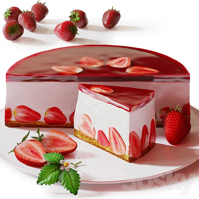 Strawberry cake 3ds Max