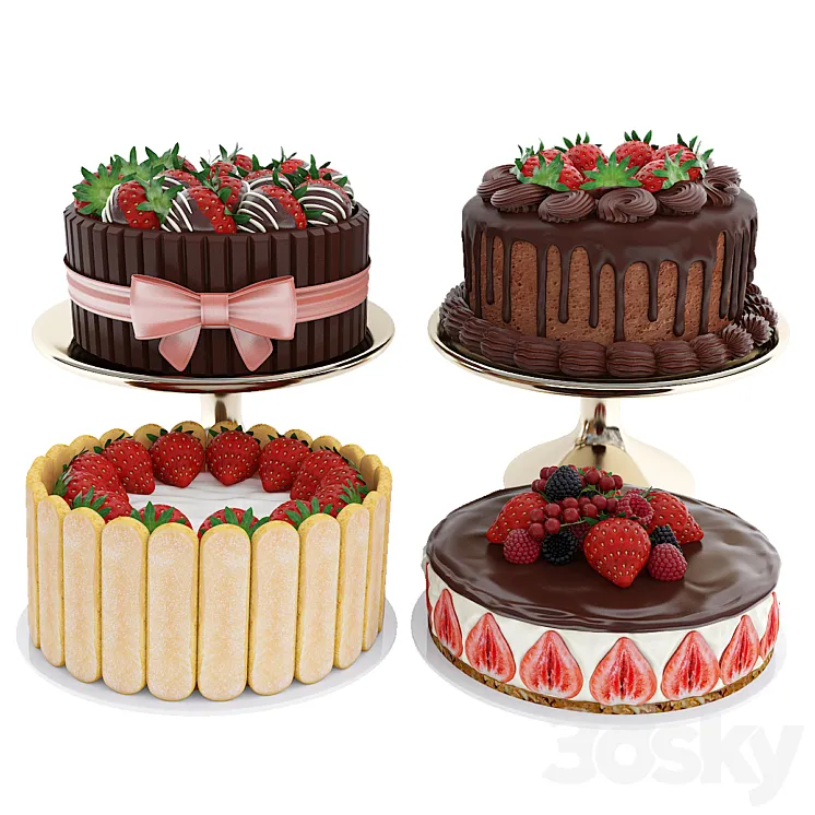 Strawberry cake collection 3DS Max