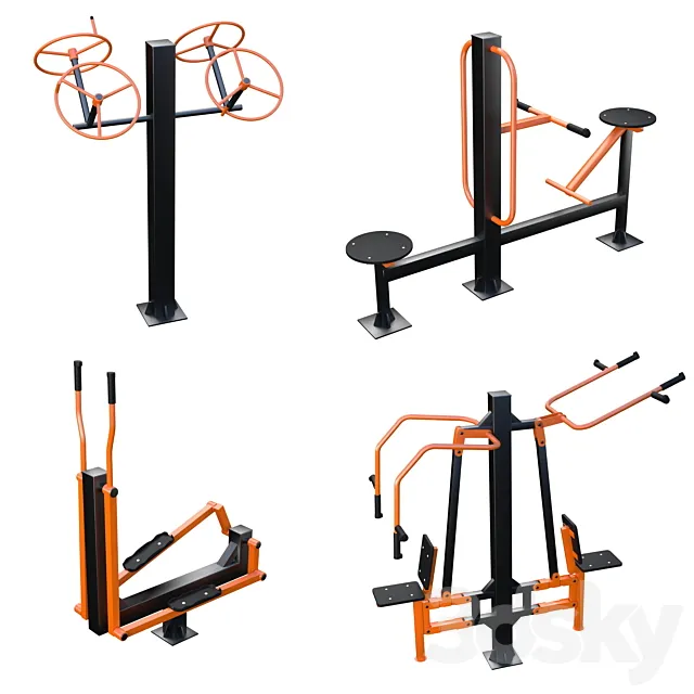 Street fitness equipment 01 3DS Max Model