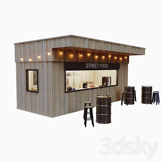 Street food cafe (kiosk) 3DS Max Model