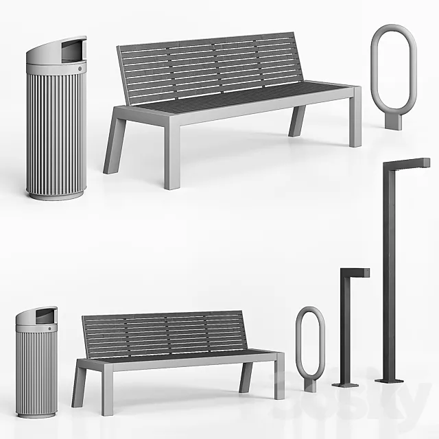 Street furniture set 3ds Max