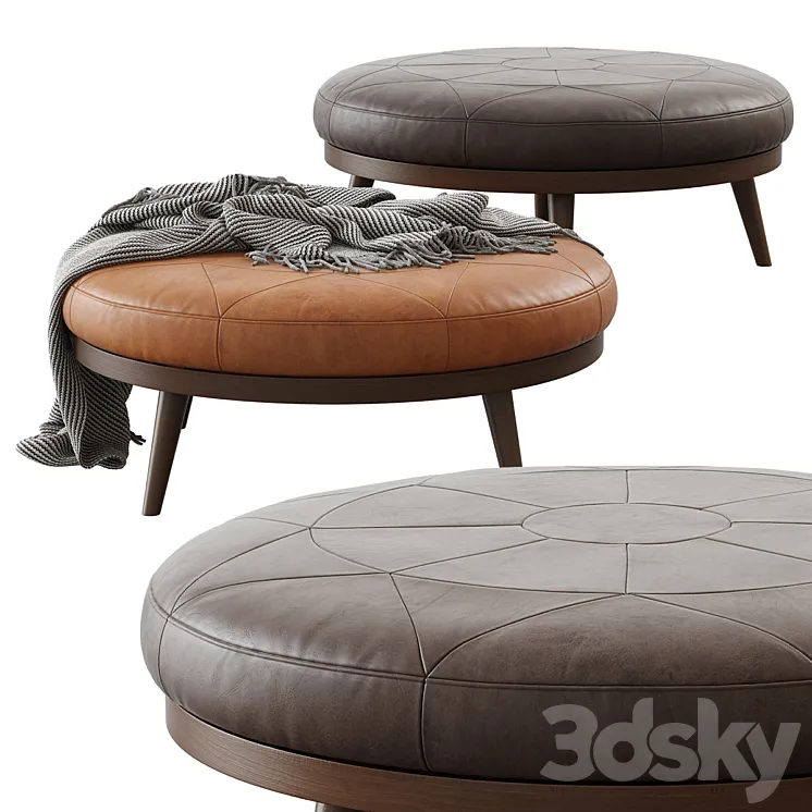 Strick & Bolton \/ Imre Round Leather Ottoman 3DS Max