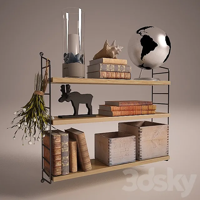 String shelf with decor 3DS Max Model