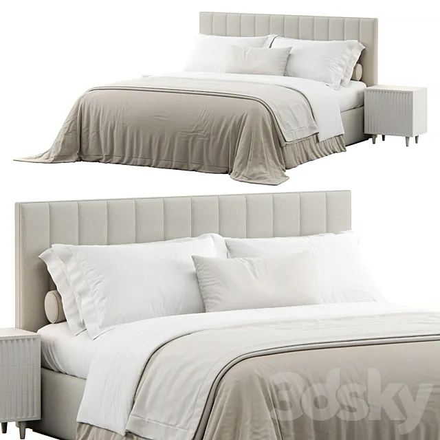 Striped Headboard Bed 3dsMax Model