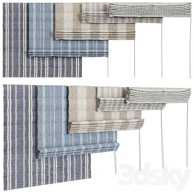 Striped Roman Blind 3ds Max