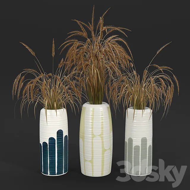 Striped Tall Vase with Gray Stripes 3DSMax File