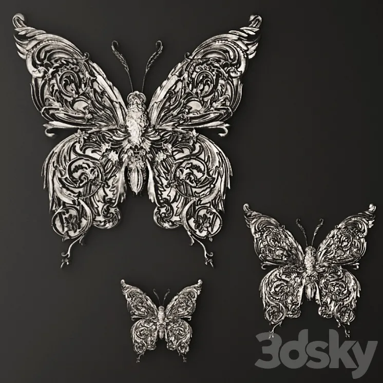 Stucco butterfly decor. 3DS Max