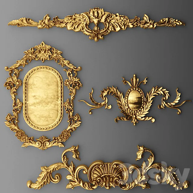 Stucco cartouche crown. 3ds Max