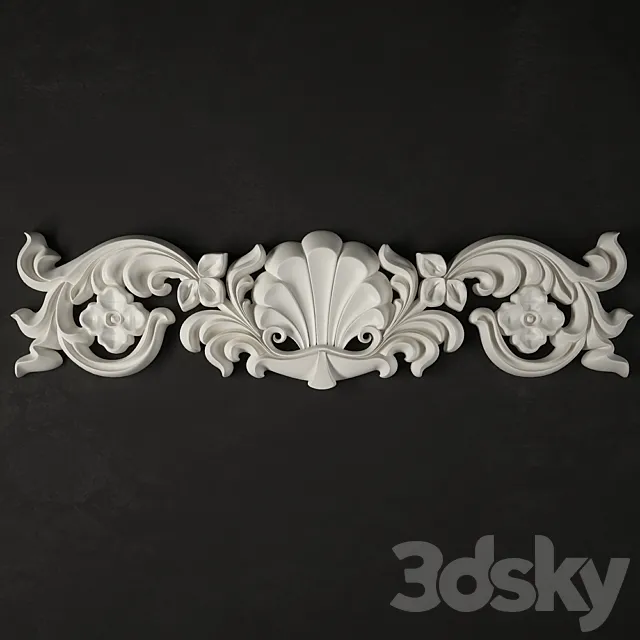 Stucco molding made of flowers and leaves 3DSMax File