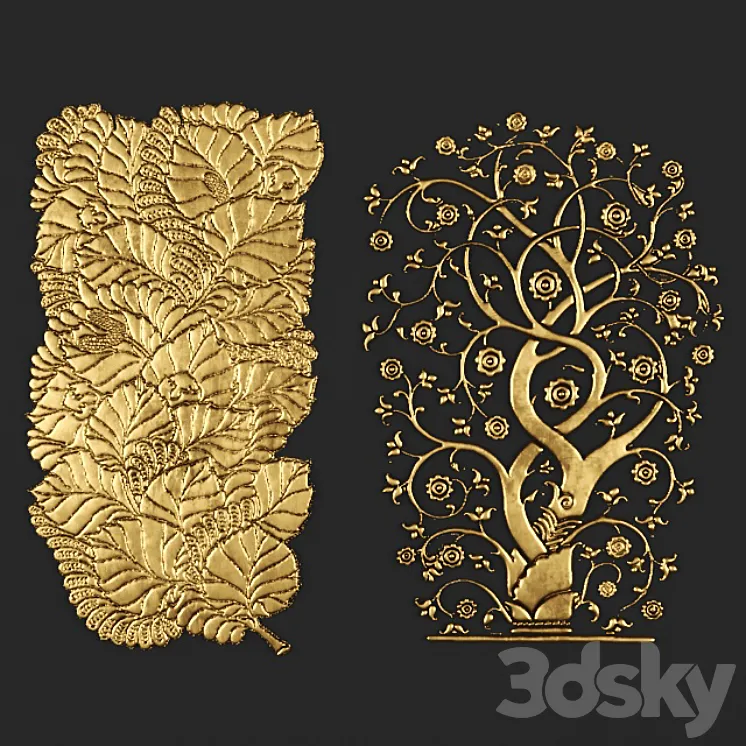 Stucco pattern wood leaves 3DS Max