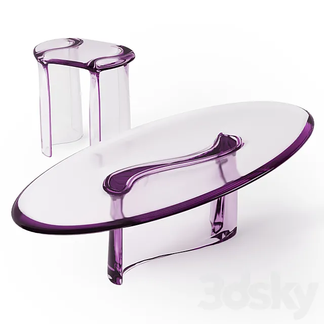 Studio Lukas Cober New Wave Liquid Stool and Low Table 3DS Max Model