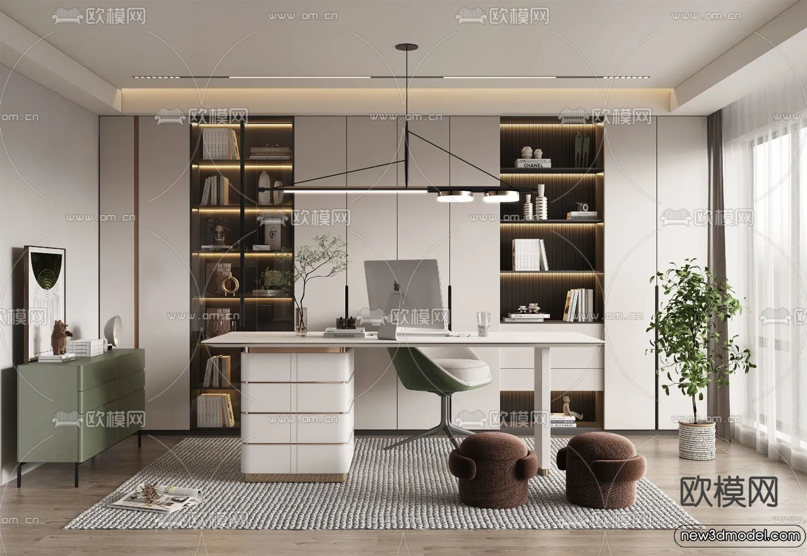 Study and Work Space – 3D Models – 3D Interior Scene – 038