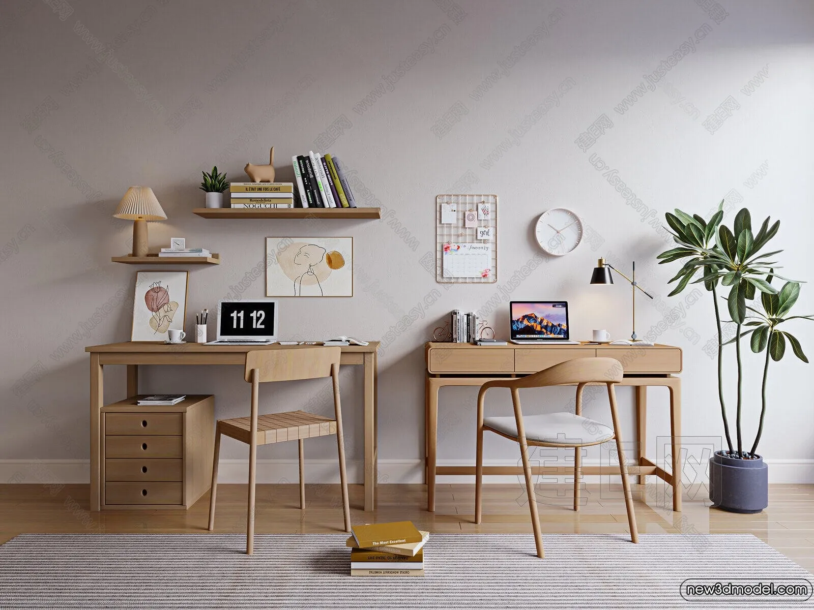 Study and Work Space – 3D Models – 3D Interior Scene – 095