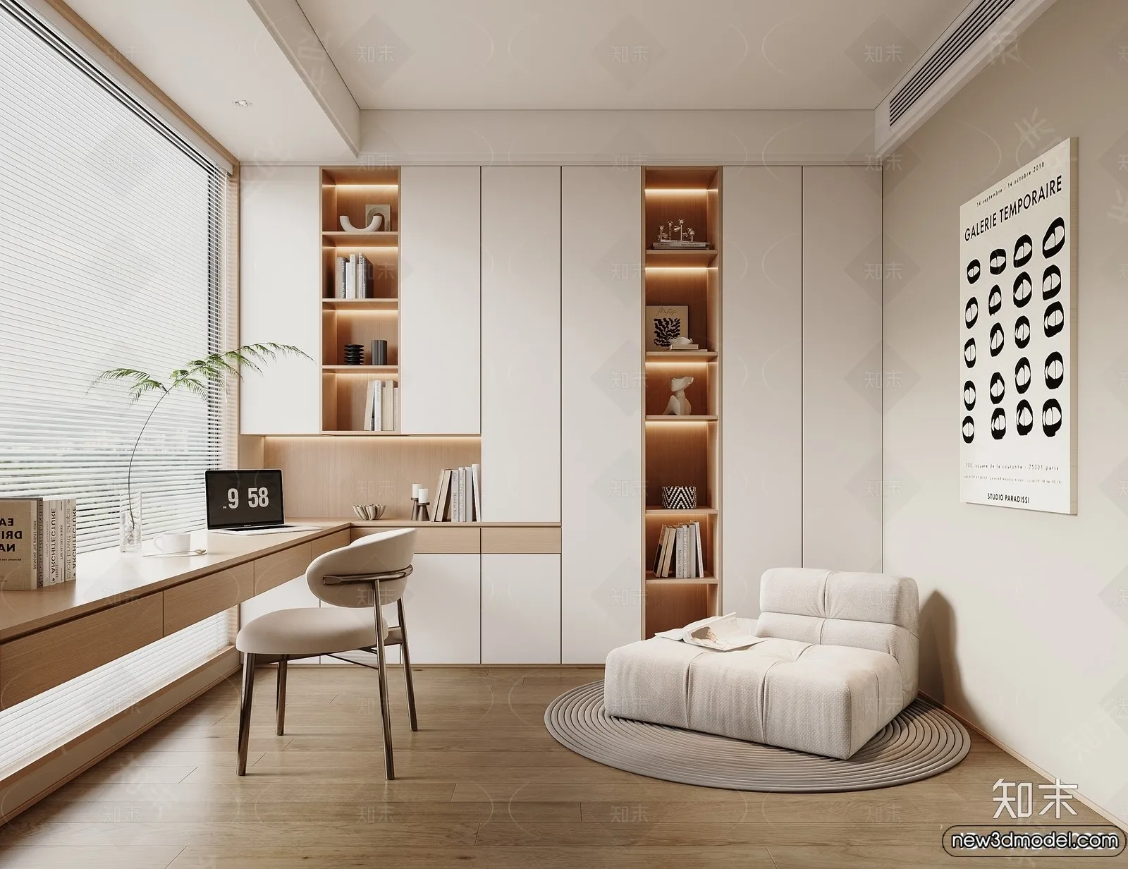 Study and Work Space – 3D Models – 3D Interior Scene – 116