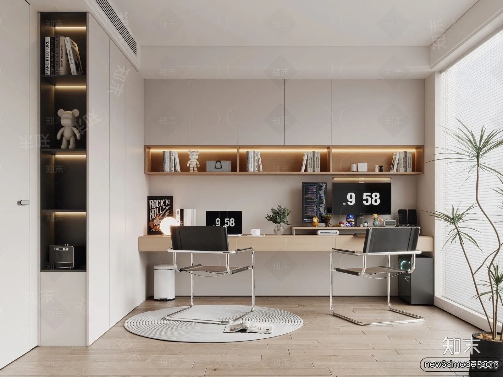 Study and Work Space – 3D Models – 3D Interior Scene – 126