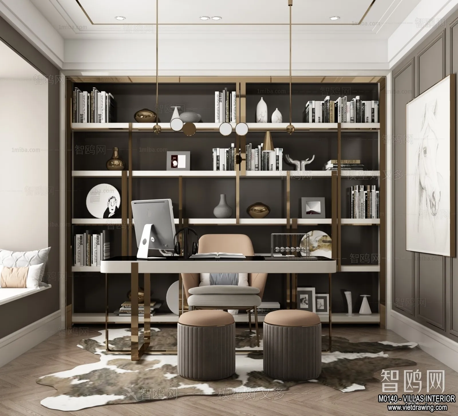 Study and Work Space – Villas 3D Interior Scene – 3D Models – 036