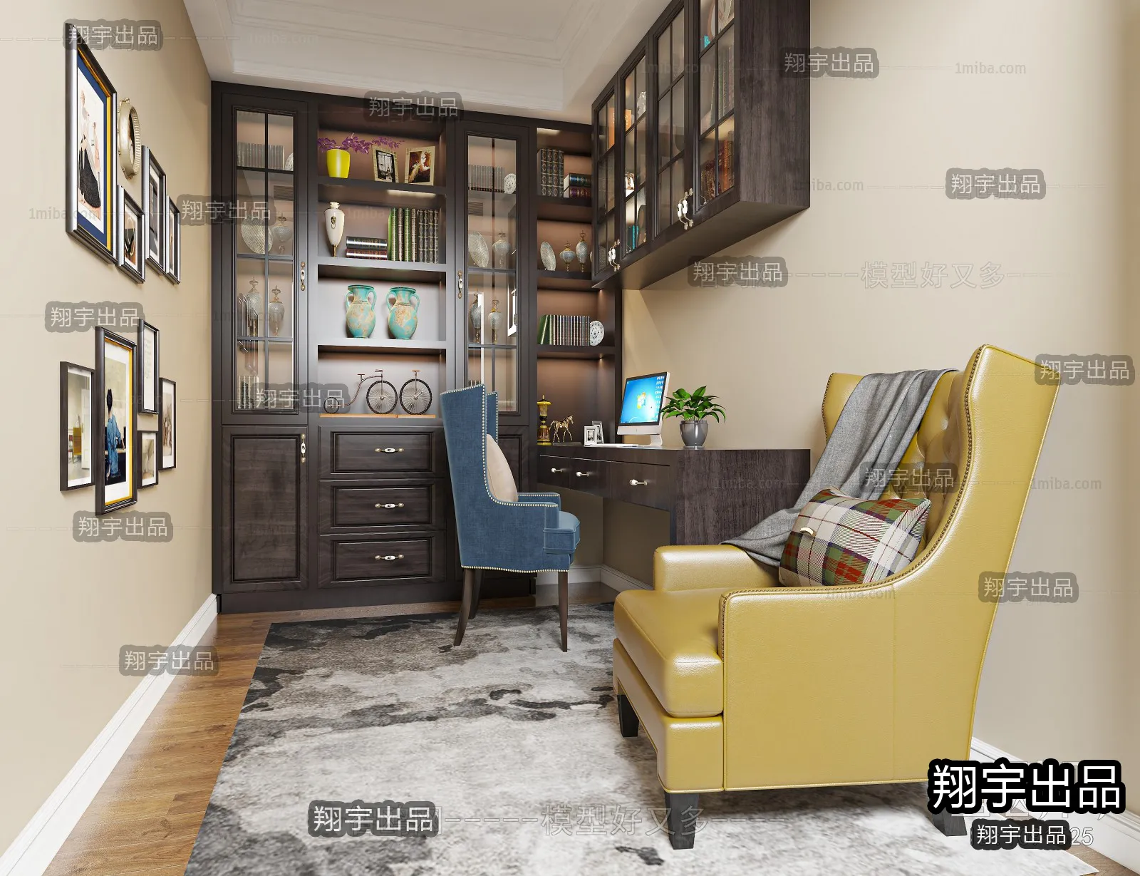 Study Space 3D Interior Scene – American Style – 003